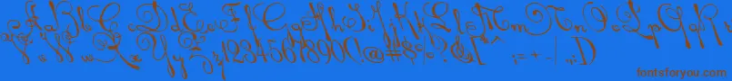 Rhalinaleft Font – Brown Fonts on Blue Background