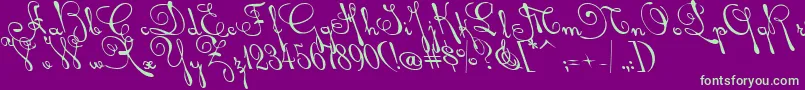 Rhalinaleft Font – Green Fonts on Purple Background