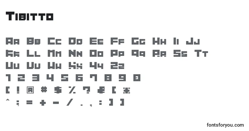 Schriftart Tibitto – Alphabet, Zahlen, spezielle Symbole