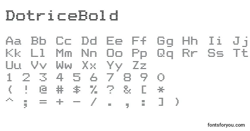 DotriceBold-fontti – aakkoset, numerot, erikoismerkit