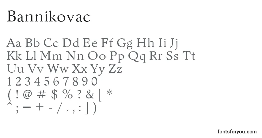 Bannikovac-fontti – aakkoset, numerot, erikoismerkit
