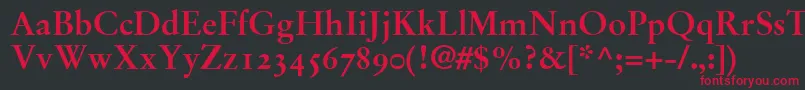 StempelGaramondBoldOldstyleFigures Font – Red Fonts on Black Background