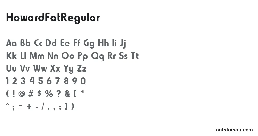 Czcionka HowardFatRegular – alfabet, cyfry, specjalne znaki