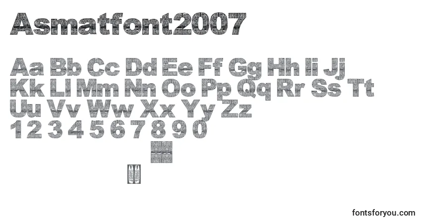 Schriftart Asmatfont2007 – Alphabet, Zahlen, spezielle Symbole