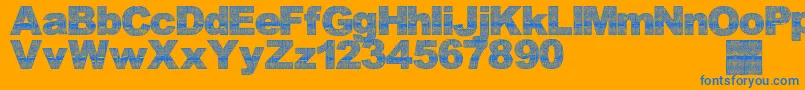 Asmatfont2007-Schriftart – Blaue Schriften auf orangefarbenem Hintergrund