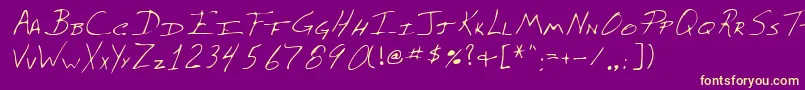 Lehn042-Schriftart – Gelbe Schriften auf violettem Hintergrund