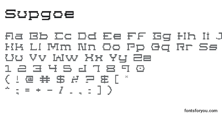 A fonte Supgoe – alfabeto, números, caracteres especiais