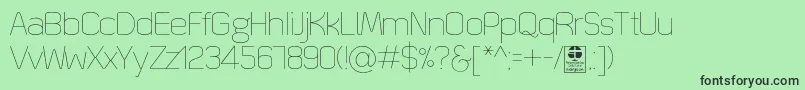 QuizmaThinDemo-fontti – mustat fontit vihreällä taustalla