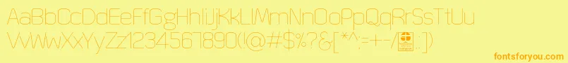 QuizmaThinDemo-fontti – oranssit fontit keltaisella taustalla