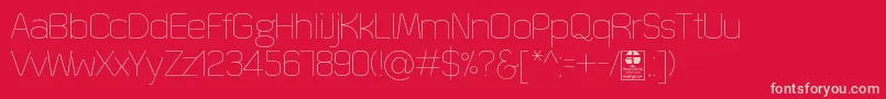 QuizmaThinDemo-fontti – vaaleanpunaiset fontit punaisella taustalla
