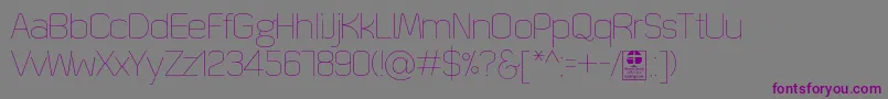 Шрифт QuizmaThinDemo – фиолетовые шрифты на сером фоне