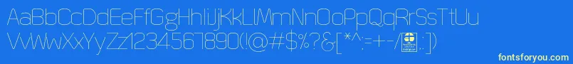 QuizmaThinDemo-fontti – keltaiset fontit sinisellä taustalla