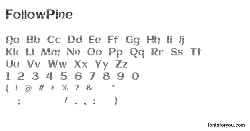 FollowPine-fontti – aakkoset, numerot, erikoismerkit