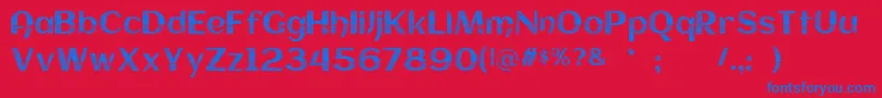 FollowPine-Schriftart – Blaue Schriften auf rotem Hintergrund