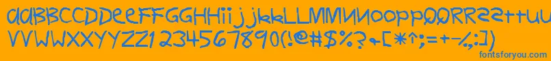 Firstgradedisplaycapsssk Font – Blue Fonts on Orange Background