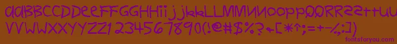 Firstgradedisplaycapsssk Font – Purple Fonts on Brown Background