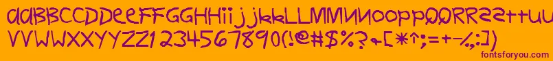 Firstgradedisplaycapsssk Font – Purple Fonts on Orange Background