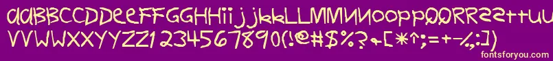 Firstgradedisplaycapsssk Font – Yellow Fonts on Purple Background