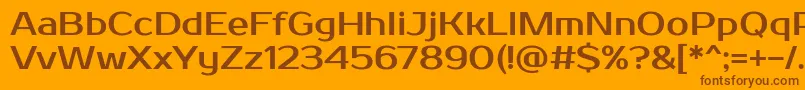 Prosto-Schriftart – Braune Schriften auf orangefarbenem Hintergrund