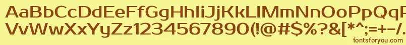 フォントProsto – 茶色の文字が黄色の背景にあります。