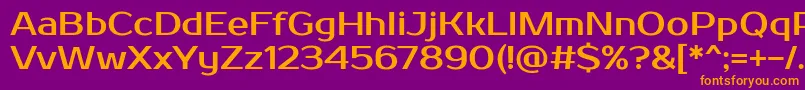 Prosto-Schriftart – Orangefarbene Schriften auf violettem Hintergrund