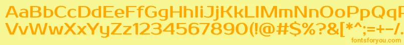 フォントProsto – オレンジの文字が黄色の背景にあります。