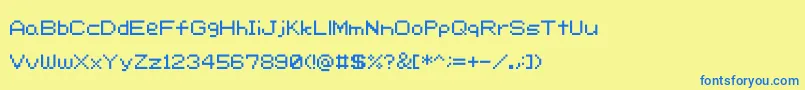フォントRcr – 青い文字が黄色の背景にあります。