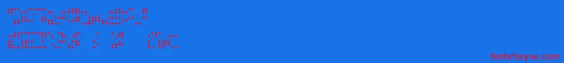 Baudot5-Schriftart – Rote Schriften auf blauem Hintergrund