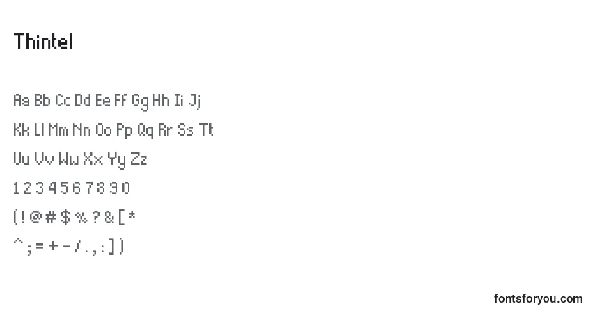 Thintelフォント–アルファベット、数字、特殊文字