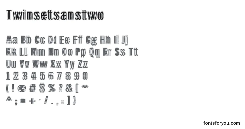 Schriftart Twinsetsanstwo – Alphabet, Zahlen, spezielle Symbole