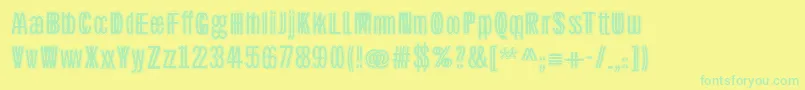 Twinsetsanstwo-Schriftart – Grüne Schriften auf gelbem Hintergrund