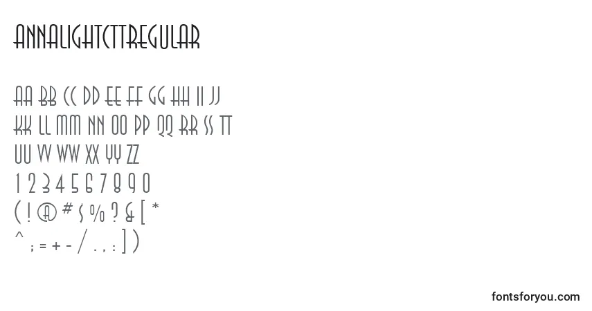 AnnalightcttRegular Font – alphabet, numbers, special characters