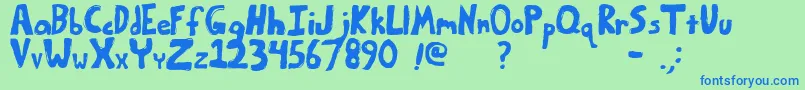 Czcionka Bumpyroad – niebieskie czcionki na zielonym tle