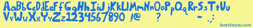 Bumpyroad-Schriftart – Blaue Schriften auf gelbem Hintergrund