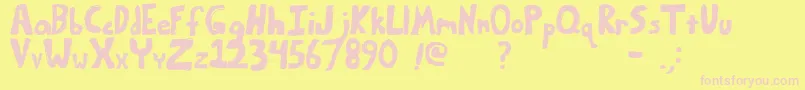 Bumpyroad-Schriftart – Rosa Schriften auf gelbem Hintergrund
