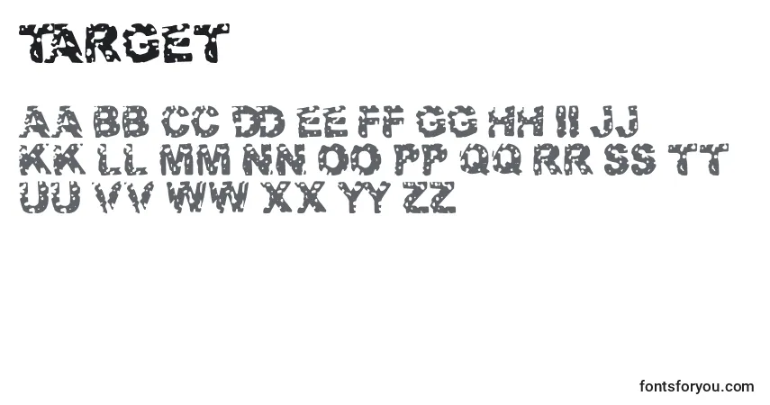 Czcionka Target – alfabet, cyfry, specjalne znaki