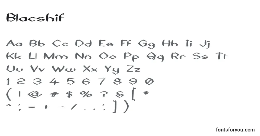 Schriftart Blacshif – Alphabet, Zahlen, spezielle Symbole