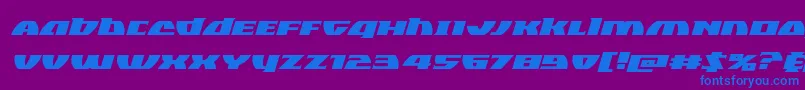 Blackbishopexpandital-Schriftart – Blaue Schriften auf violettem Hintergrund