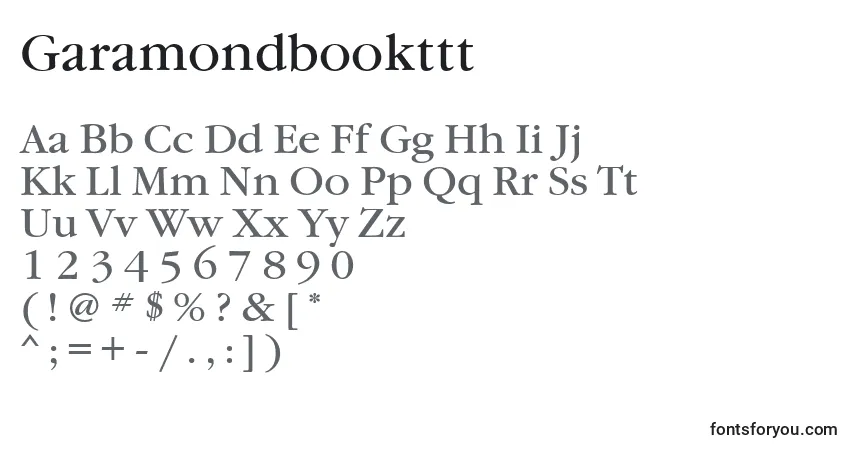 Czcionka Garamondbookttt – alfabet, cyfry, specjalne znaki