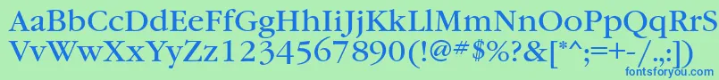 Garamondbookttt-fontti – siniset fontit vihreällä taustalla