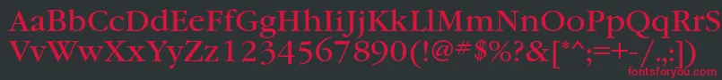 Czcionka Garamondbookttt – czerwone czcionki na czarnym tle