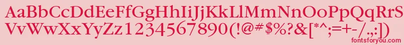 Fonte Garamondbookttt – fontes vermelhas em um fundo rosa
