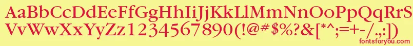 フォントGaramondbookttt – 赤い文字の黄色い背景