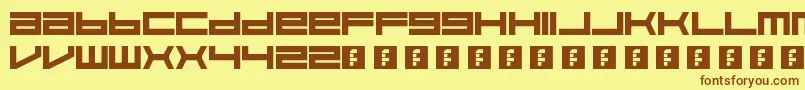 フォントFeisar – 茶色の文字が黄色の背景にあります。