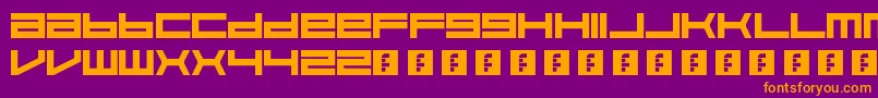 Feisar-Schriftart – Orangefarbene Schriften auf violettem Hintergrund
