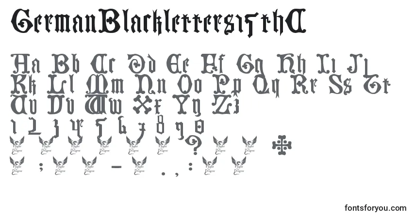 A fonte GermanBlackletters15thC – alfabeto, números, caracteres especiais