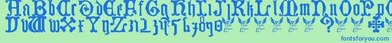 GermanBlackletters15thC Font – Blue Fonts on Green Background