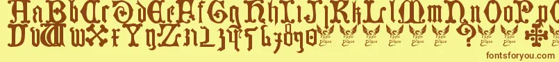 GermanBlackletters15thC-Schriftart – Braune Schriften auf gelbem Hintergrund