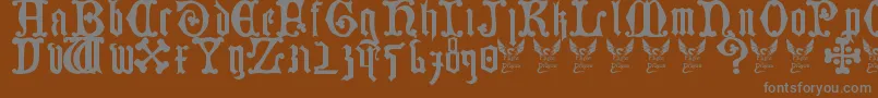 フォントGermanBlackletters15thC – 茶色の背景に灰色の文字