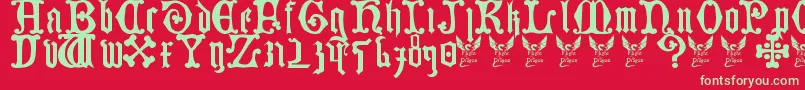 GermanBlackletters15thC-Schriftart – Grüne Schriften auf rotem Hintergrund